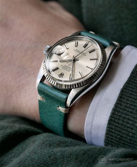 rolex green leather strap|genuine rolex leather straps.